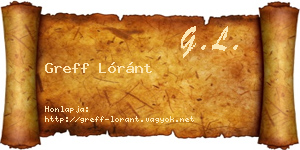 Greff Lóránt névjegykártya